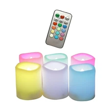 6 Pack Multi Color Flameless LED Votive Candles with Remote Color Changing Ba...
