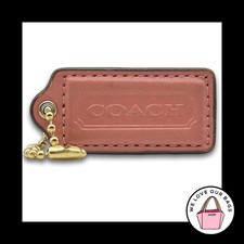 COACH HANG TAG 2.25" Bag Charm Keychain Fob Pink Leather Brass Large
