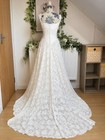 Ronald Joyce Wedding Dress Size 12 Ivory Bridal Gown Corset Floral Vintage Style