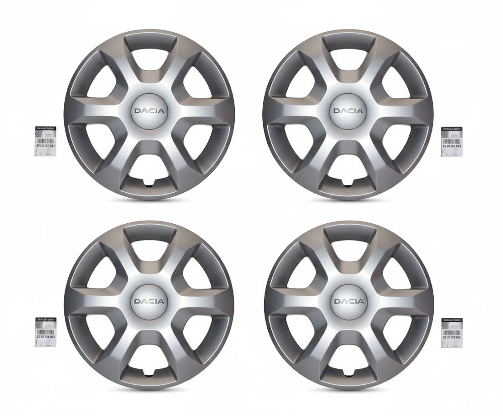 4 enjoliveurs 15 pouces Logan d'origine Renault gris argenté