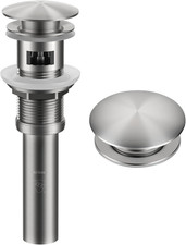 Pop-Up Drain for Bathroom Sink with Overflow in Spot-Free Stainless Steel, PU-11