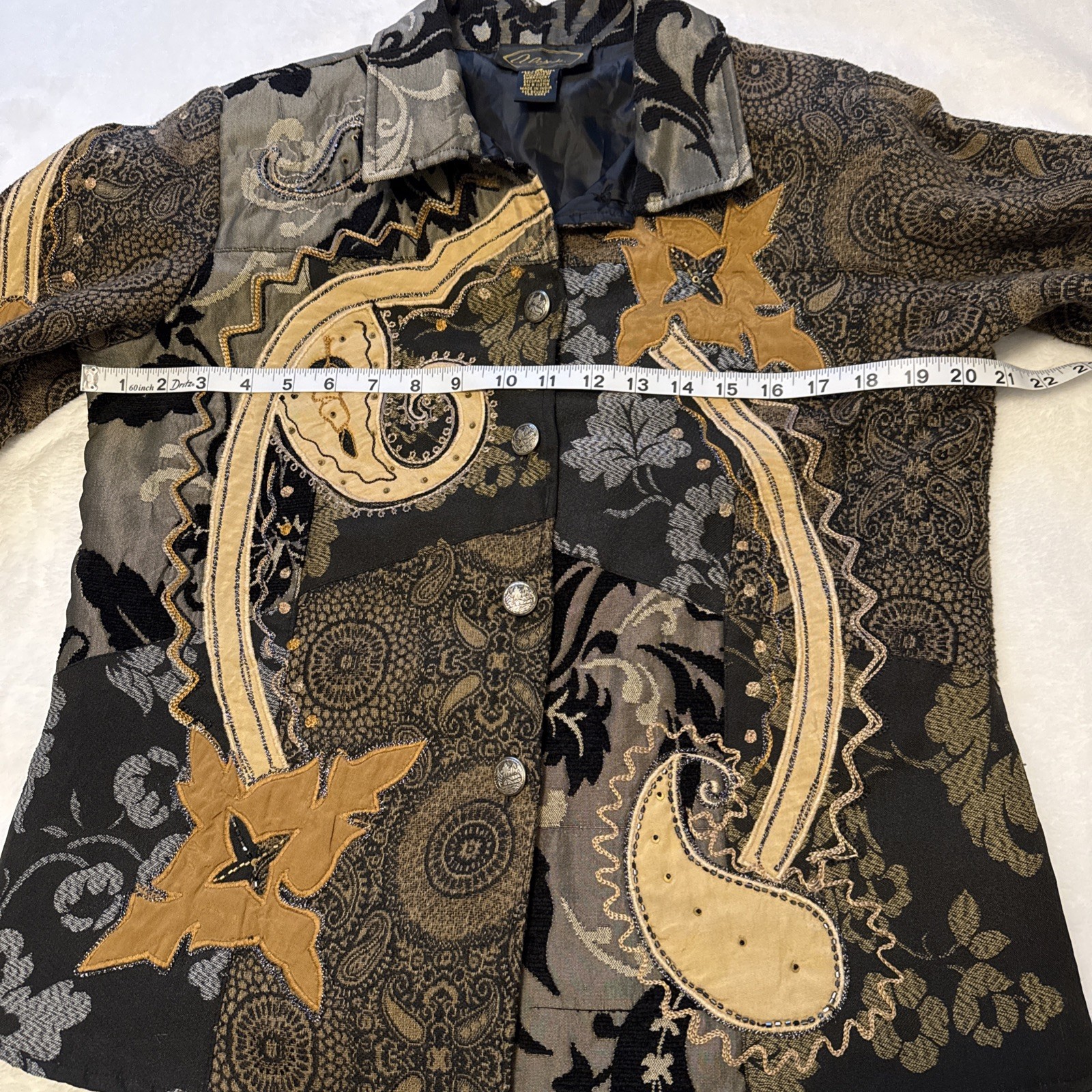 Alex Kim Tapestry Jacket Small Patchwork Boho Tex… - image 18