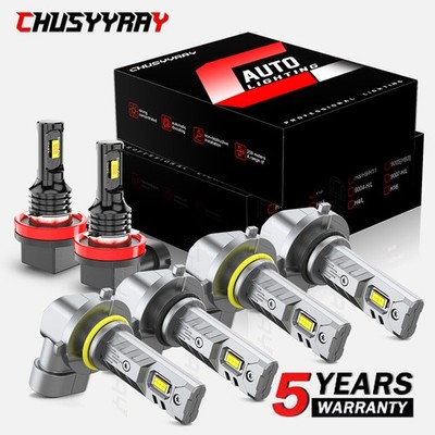 Fit Chevy Silverado 1500 2500 HD 2003-2006 LED Headlights+Fog Light Bulbs