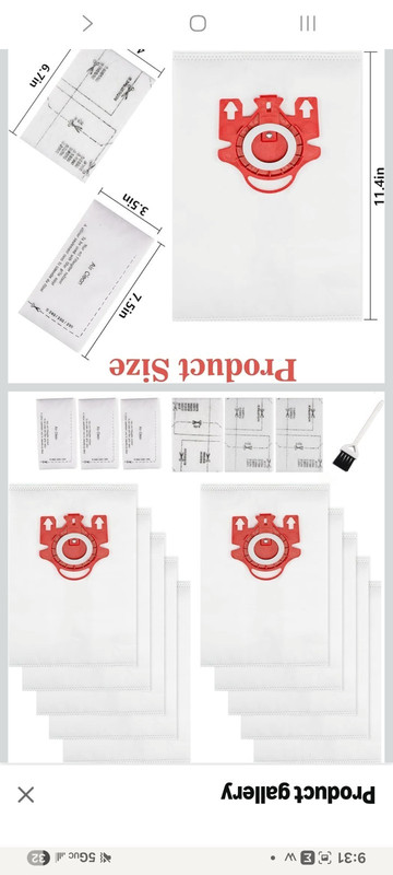 ACER Parts FJM Vacuum Bags 10 Pack for Miele Compact C1/C2 S400i-S658