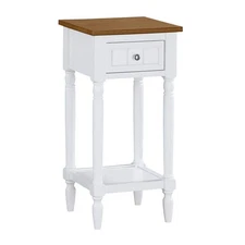 French Country 14 in. Wx28 in. H Driftwood and White Square Wood Khloe End Table