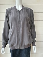 A Chic Silk Charcoal Grey  Bomber Jacket By PURE Size 12-16
