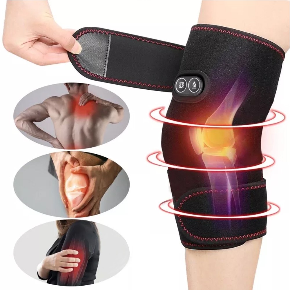 Pain Relief Electric Heating Vibration Knee Joint Pad Brace Leg Therapy Massager