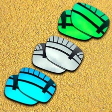 3 Sets Lenses Replacement for-Oakley Drop In Polarized-Green Silver Ice Blue