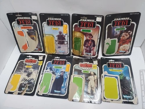 8x Vintage Star Wars Cardback Lot ROTJ Luke Jedi Leia Boushh ESB 1980 Bossk Yoda