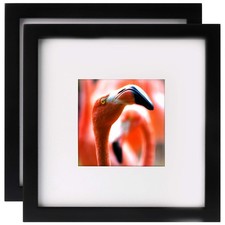 Picture Frames 8x8 2 Pack Nature Solid Black Wood for Wall Mounting and Table...