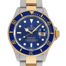 ROLEX SUBMARINER Date 16613 blau M Nummer Sekundenzeiger Herren