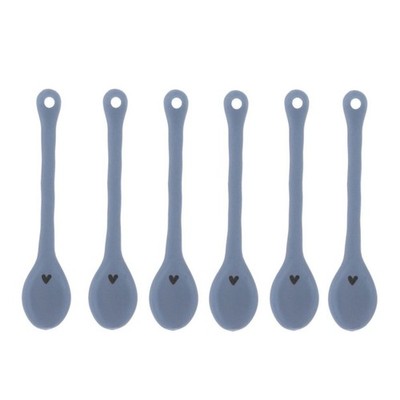 6er Set Espressolöffel Iris Blue matt blau L. 10cm mit Herz Bastion Collections