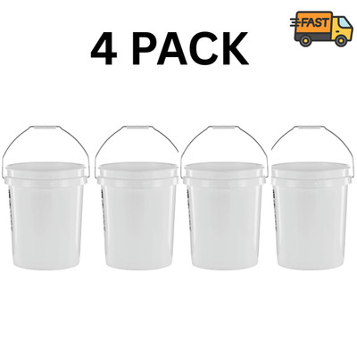 4 Pack United Solutions 5 Gallon Utility Bucket with Comfort Handle Pail