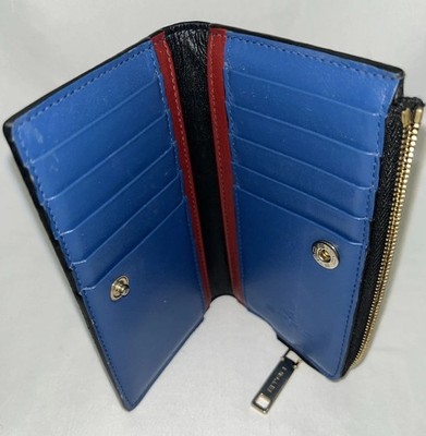Etro Milano Brown paisley Coral Blue Deep Red leather zip card cash Slim wallet