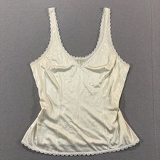 Vintage Cami Top Ivory Lace Sz 36 90s USA Fairy Babydoll Camisole Nylon Ethereal