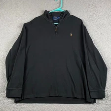 Polo Ralph Lauren Estate Rib 1/4 Zip Pullover Sweater Men's XL Black Causal