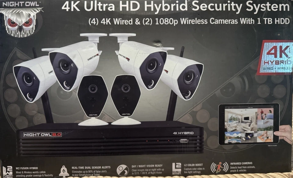 Night Owl 4K Ultra HD Hybrid Security System 1TB HDD, C-H441P8-W2I2M - Image 2 of 4