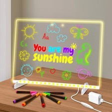 Led Dry Erase Board with Stand for Kids, Led Note Board with Colors Light Up ...