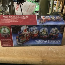 Santa  Friends Snow Globe Train Christmas Holiday Classics Collection Set of 4