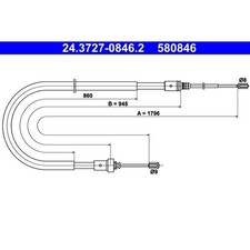 ATE 24.3727-0846.2 Seilzug Feststellbremse für PEUGEOT 207 207 207 WA WC WK
