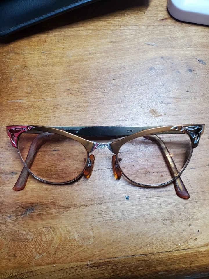 Gafas de ojo de gato semi sin montura vintage Bausch & Lomb 1/10 12k GF y conjunto de cristales Foto 2 de 4