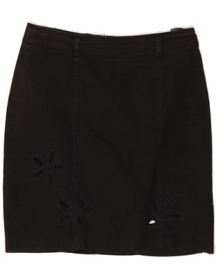 ROCCOBAROCCO Damen gerader Rock IT 44 Medium W30 schwarz Baumwolle BP02
