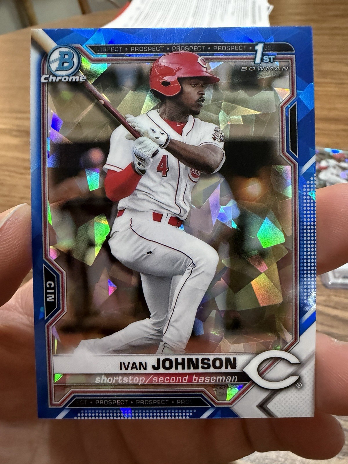 2021 1st Bowman Chrome Sapphire Rookie Prospects Ivan Johnson #BCP-149 Reds QTY!