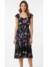 Express Dress Floral Lace Black Purple Fairy Whimsigoth Boho M