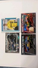2025 Donruss Racing Lot of 4 Race-Used Tire and Sheet Metal Swatches 