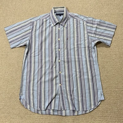 Tommy Hilfiger Shirt Mens Medium Classic Fit Multicolour Striped Short Sleeve - Image 1 of 4