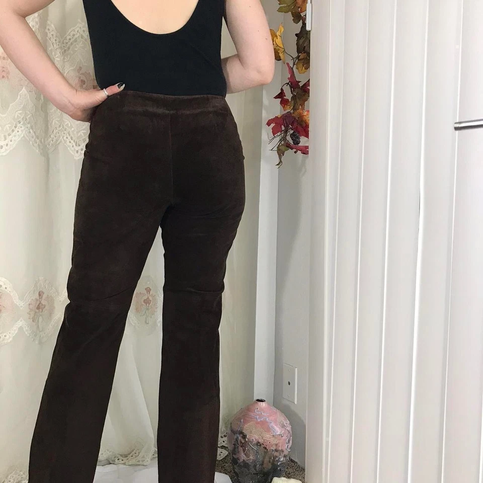 Pantalón de cuero negro y2k bolsillos cintura alta, pequeño desgaste super suave Foto 2 de 4