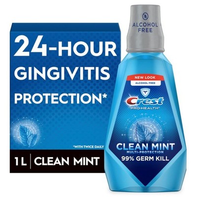 Crest Pro Health Multi-Protection Mouthwash with CPC Clean Mint, 1L (33.8 fl oz)