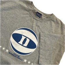 VTG Duke Blue Devils Basketball Tshirt Mens 2XL Logo Short Sleeve Light Gray