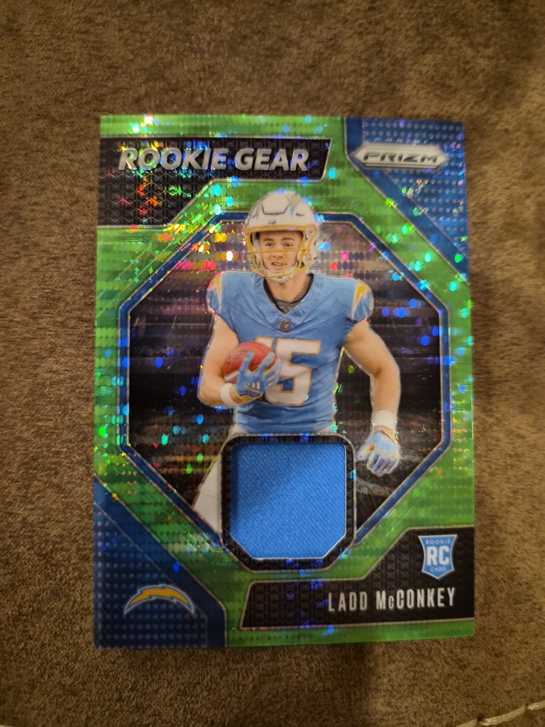 2024 Panini Prizm - Rookie Gear Ladd McConkey #RG-LMY Neon Green Pulsar Prizm RC