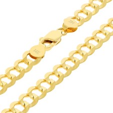 14K Yellow Gold Solid 1.5mm-12mm Cuban Curb Chain Link Pendant Necklace 16"- 30"