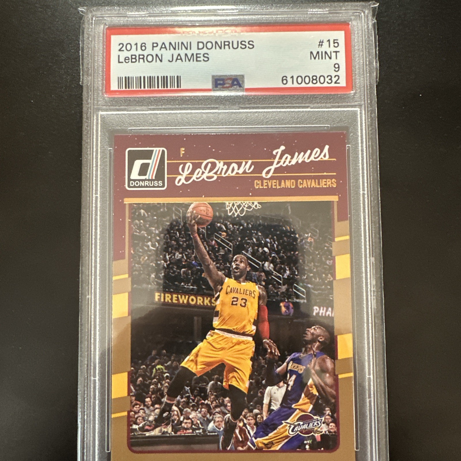 2016 Panini Donruss 15 LeBron James PSA 9 Mint Lakers With Kobe Bryant