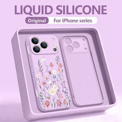 Handyhülle für iPhone 17 16 Pro Max 15 14 13 Blumen Stoßdichte Silikon Slim Case
