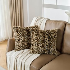 Pillowcase 18x18 Brown Leopard Print Faux Fur Plush Pack Animebody Cheetah Soft