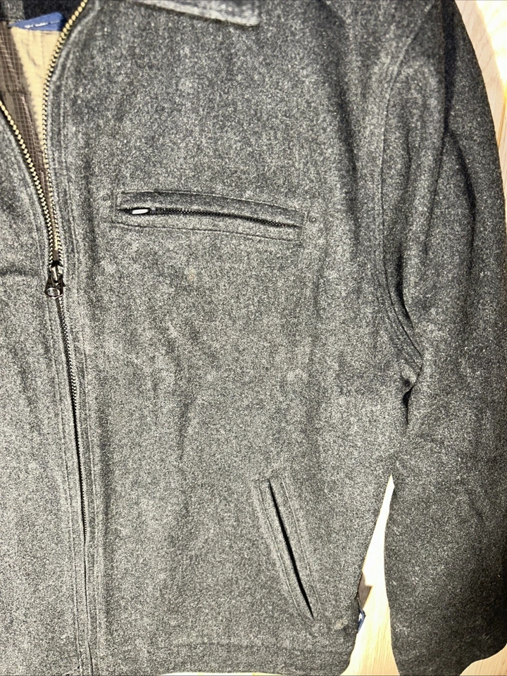 Vintage Abercrombie Fitch 92 Jacket Mens XL Gray Wool Full Zip Quilted Lining - Image 4 of 4