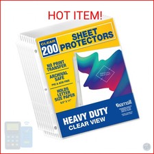 Samsill 200 Pack Heavy Duty Sheet Protectors, Crystal Clear, 8.5x11 Inch Page Pr