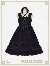 Preview of Baby The Stars Shine Bright Velveteen Doll Jumper Skirt Black Lolita with Ribbon
