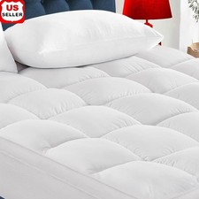 Breathable Mattress Topper Soft Fluffy Deep Pocket Quilted Cooling Pad New