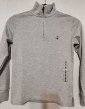 Polo Ralph Lauren Boys Sz S 8 Grey Cotton Knit Quarter Zip Pullover L/S NEW