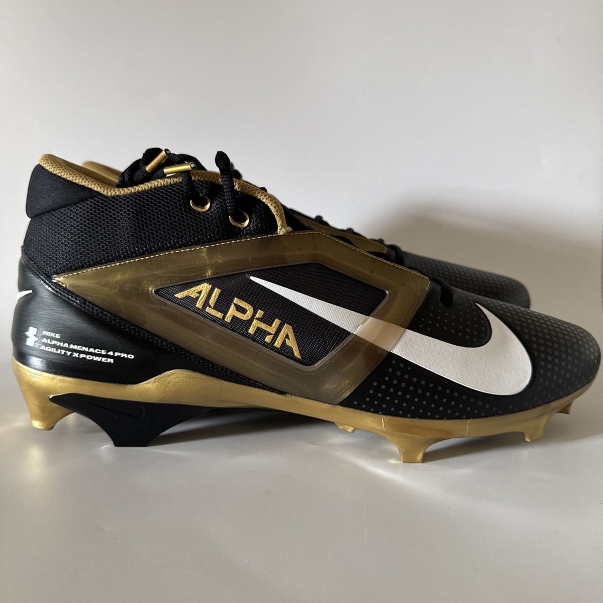Nike Men's 17 Alpha Menace 4 Pro TB PE Football Cleats Black/Gold