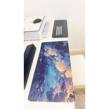 Starry Clouds Watercolor Desk Mat - Large Waterproof Mouse Pad for Gamers Aest
