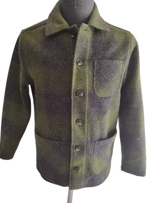 Folk Herrenjacke Grün / Schwarz Wollmix Größe M/L   73 cm Ärmel, 50 cm Brust, 70