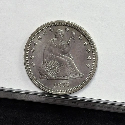 1859 Liberty Seated Quarter - Ch XF Details, Old Cleaned & Retoned (#60756-L)