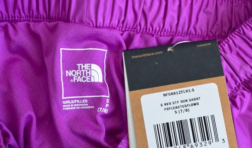 Kids Girls The North Face Never Stop Run Short SMALL Purple Cactus Flower NEW - Picture 9 of 9