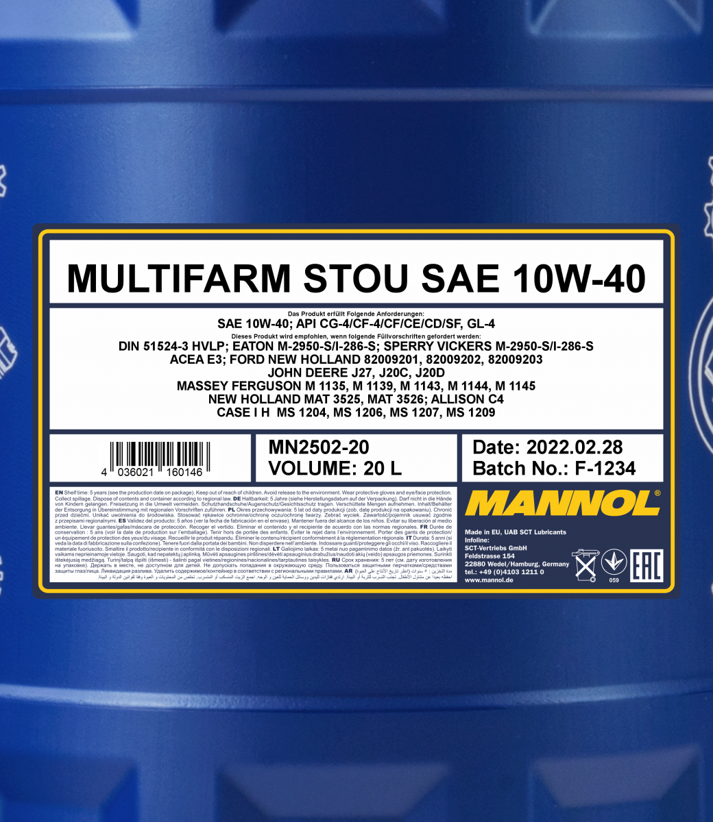 Olio Motore Mannol 10W-30 Mn Api CG-4/ CF-4/ Cf / Ce Multifarm Stou 3 X 5 Litro - Foto 9