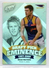 2013 AFL PRIME DRAFT PICK EMINENCE CARD - DPE92 Beau WATERS (WEST COAST)
